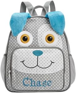 Let's Make Memories Kids Personalized Toddler Backpack for School - Custom Preschool Backpack - Little Critter - Gray Dog