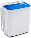 Giantex GX10587US-DK-GX-PF, 17.6lbs Compact Washer Spinner Combo with Pump Drain, Twin Tub 11lbs 6.6lbs Spin, Lavadoras Portatiles for Apartment RV Dorm College (White & Blue) Portable Washing Machine