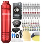 Tattoo Kit, Wormhole Tattoo Gun Kit Rotary Tattoo Machine Kit for Beginners Cartridge Tattoo Machine Kit with 20 Color Inks Power Supply Tattoo Pen Kit Red