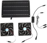 20W Solar Panel Fan Kit, Ventilation Solar Powered Exhaust Fans for Chicken Coop Shed Dog House Outside Roof Vent Camping