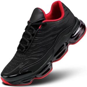 Men's Air Running Shoes Non Slip Workout Casual Sport Shoes for Men Basketball Sneakers Fashion Tennis Sport Fitness Cross Trainers Black/Red