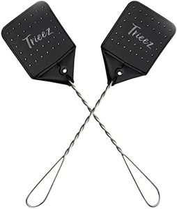 Trieez 2 Pack Sturdy Leather Fly Swatter - 17.5” Heavy Duty Flyswatter with Durable Metal Handle, Rustic Bug Swatter for Flies, Bees, and More - Black