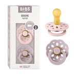 BIBS Pacifiers - Boheme Collection | BPA-Free Baby Pacifier | Made in Denmark | Set of 2 Blossom/Dusky Lilac Color Premium Soothers | Size 6-18 Months