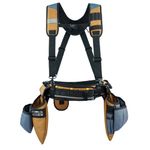 KUNN Carpenter Tool Belt with Suspenders Pro Framer Suspension Tool Rig for Construction Contractors and Electrician,Khaki