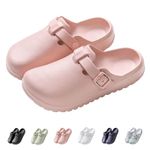 IDEINER Garden Clogs Shoes for Women Men Slip on Mules Sandal Lightweight Nurse Kitchen Clogs Soft Bottom Adjustable Buckle Slippers Ladies Clogs Walk Work Shoes Pink Size 7 Women/6 Men