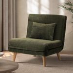 Oikiture Lounge Chair Folding Sofa Chair Recliner Couch with Cushion Green