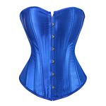 Kranchungel Corsets for Women Bustier Sexy Satin Lace Up Overbust Corset Waist Cincher Shapewear Top - Blue - XXXXL