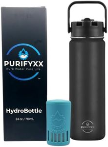 PURIFYXX HydroBottle | Stainless Steel Filtered Water Bottle, 24 oz | BPA-Free, Removes Lead, Chlorine, Arsenic, VOCs | Filter Lasts 3 Months, Replaces 568 Plastic Bottles (Black)