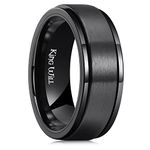 King Will Black 8mm Stainless Steel Spinner Ring For Men Women Brushed Stress Anxiety Relief Ring Fidget Ring Comfort Fit 11.5