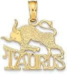 Jewelry Affairs 14k Real Solid Gold Zodiac Birth Symbol Pendant Charm (Taurus Yellow Gold)