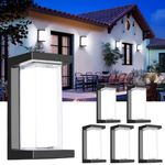 LEDMO Outdoor Wall Lights 18W Exterior Modern Wall Mount Light with 6000K 1800LM LED Bead IP65 Waterproof Aluminum Shall Matte Black Outside Light Fixtures for House Backyard Garden Walkway 6 Pack