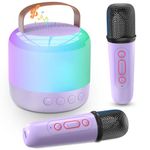 Mini Karaoke Machine for Kids Adults Portable Bluetooth Speaker with 2 Wireless Microphones and Colorful Lights, Ideal Gift for Girls Boys Birthday Family Party (Purple 2 Mics)