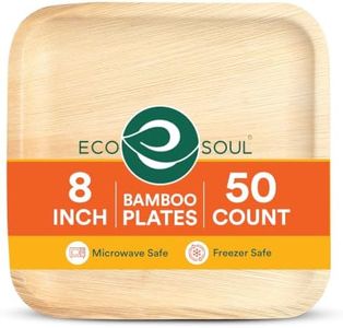 ECO SOUL Compostable 8 Inch Palm Leaf Square Plates (50 Count) Like Bamboo Plates | Biodegradable | Eco-Friendly, Microwave & Oven Safe