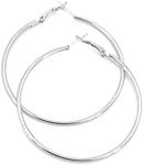 Hypoallergenic Extra Large Basketball Hoop Earrings for Women Men - Big Thin Hoop Earrings (Silver, 6)