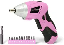 Pink Power PP481 3.6 Volt Cordless Electric Screwdriver Rechargeable Screw Gun & Bit Set for Women - LED light, Battery Indicator and Pivoting Head (Renewed)