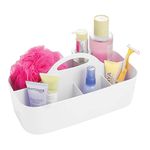 mDesign Bathroom Shower Caddy Tote for Shampoo, Soap, Razors - Medium, White