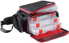 Abu Garcia Lure Fishing Bag Mobile - With Tackle Boxes to store Crankbait, Soft Bait, Jerkbait, Swimbait, Spinner, Spoon - Pike, Perch, Zander Fishing, Black, Grey, Red