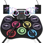 Anpro Nine-Sided Color Electronic Drum Set,9 PCS Drum Practice Set,Portable Electric Drum Set,Built in Audio with Earphone Jack,Ten Hours of Playback,Color LED Screen,Best Birthday Gift