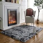 Obundi Modern Plush Fuzzy Shaggy Throw Area Rugs Soft Decor Rug for Bedroom Living Room Nursery Floor Fluffy Shag Collection Rug Washable Fur Mats (Dark Grey,80×120 cm)