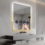 Leotachi 33" x 24" Smart Bathroom Vanity Waterproof Mirror Build in 21.5" Touch Screen TV with Adjustable 3 Color Led Lighted/Bluetooth/Weather Forecast/Health Monitoring/Watch Streaming