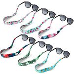 Flutesan 6 Pieces Floating Sunglasses Strap Hawaiian Float Neoprene Eyewear Retainer Summer Glasses Strap Sport Glasses Holder Strap for Men Women