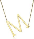 ZIVOM® Sideways Alphabet Initial Large M Letter Gold Stainless Steel Pendant Necklace Women