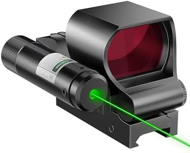 HIRAM Reflex Sight Laser Combo, 2 MOA Red Dot Sight with Green Laser 4 Reticle Patterns 8 Brightness Settings for 20 mm Picatinny Weaver Rails, Tactical Optics for Rifle Pistol Airsoft