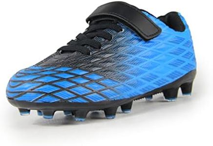 Sooneeya Kid's FG Soccer Shoes Youth Athletic Outdoor Soccer Cleats Girls Boys Blue Black Size 4.5 M US Big Kid
