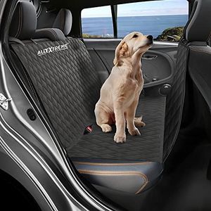 AllExtreme EXGCS01 Dog Car Seat Cover Backseat Pet Travel Protector for Hatchbacks Polyester Nonslip Backing & Hammock Padded Machine Washable Water Resistant Universal Fit for All Cars (Black)