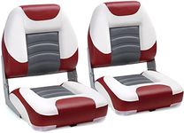 NORTHCAPTAIN T1 Deluxe Low Back Folding Boat Seat,Stainless Steel Screws Included,White/Wine Red/Charcoal(2 Seats)