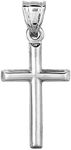 Jewelry Affairs 14k White Gold Shiny Round Tube Cross Pendant