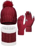 Tomorrow Winter Cap, Neck Warmer Scarf with Touch Gloves Set | Beanie Style | 3 Piece Set - Stay Warm and Stylish this Winter (Style 01, Maroon)