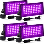 4 Pack 50W Black Light, LED Blacklight Flood Light with US Plug and Switch, Black Lights for Glow Party,Neon Party, Halloween,Body Painting,Birthday Party,Fluorescent Painting and Fluorescent Tapestry