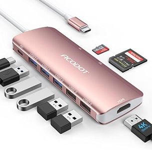 USB C Hub, Acodot 9 in 1 USB C to 4K@60HZ HDMI Multiport Adapter, 3 USB 3.0 Ports, SD/TF Card Reader, 100W PD, USB C Hub Multiport Adapter Desigend for MacBook Pro Air HP XPS etc, Rose Gold