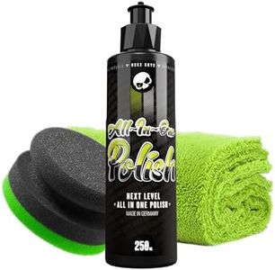 NUKE GUYS Autopolitur Set | 250ml Politur mit Versiegelung + Poliertuch + Polierschwamm | Zur Beseitigung leichter Kratzer mit Hochglanz Finish & Schutz | Auto Lackpolitur für alle Lackfarben