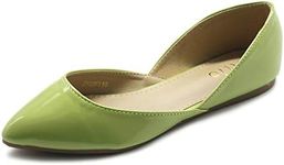 Ollio Women's Shoes Patent Slip On Comfort Light Pointed Toe Ballet Flats F110 (6.5 B(M) US, Apple Green)