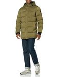 Vince Camuto Men's Hooded Down Puffer Jacket Faux Fur Coat, Olive Solid, XL