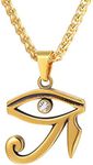 U7 Ancient Egyptian Amulet Jewelry CZ Eyes Protection Pendant Vintage 18K Gold Plated Eye of Horus Necklace