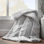 Catherine Lansfield Downstairs Cosy Diamond Faux Fur Soft 130x170cm Blanket Throw Silver Grey