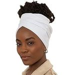 African Head Wraps for Black Women - Jersey Scarfs for Women Headwrap - Hair Scarf for Black Women - Soft & Breathable, White, OSFM