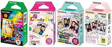 Fujifilm InstaX Mini Instant Film Rainbow & Staind Glass & Candy Pop & Shiny Star Film -10 Sheets X 4 Assort Value Set