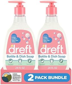 Dreft Baby, Bottle and Dish Soap, Removes Milk Film & Odor, Plant Based, Fragrance Free, Travel Size Bottles, 24 Fl Oz (Pack of 2)