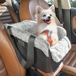 PETSFIT Center Console Dog Car Seat, Portable Car Seat for Dogs with Safe Protective Hooks, Luxury Dog Car Seats for Small Dogs, Dog Car Carrier Includes Safety Tether for Pets Up to 12 lbs (Black)