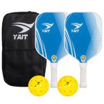 YAIT Sports Stryke Pickleball Paddle Set with Free Pickleball Bag | 2 Fiberglass Paddles & 2 Balls | Dense 8 mm PP Honeycomb Core | 13 mm Fiberglass Durable Paddle | AIPA Approved Racket