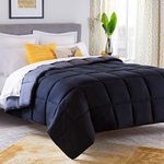 Linenspa All-Season Reversible Down Alternative Quilted Comforter - Hypoallergenic - Plush Microfiber Fill - Machine Washable - Duvet Insert or Stand-Alone Comforter - Black/Graphite - Twin