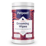 Petpost | Grooming Wipes for Dogs - Large, Deodorizing Wipes with Cherry Blossom Scent - 70 Ultra Soft Cotton Pads in Cleansing Solution - Cherry Blossom Scent 70 ct