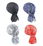 OutdoorEssentials Skull Cap Cooling Helmet Liner 4 Pieces - Bandanas for Men Breathable Cycling Cap Durags for Men Sweat Wicking Skull Caps for Men