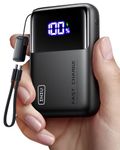 INIU Ultra Small Laptop Power Bank, 20000mAh 65W Fast Charging Portable Charger, Flight-Safe Chargeur Portatif with Detachable USB-C Cable, for iPhone Samsung MacBook HP Dell Lenovo etc, Black