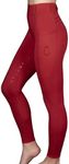 Royal Horsemen Highwaist Riding Leggings for Women and Girls - Comfortable Jodhpurs with Silicone Full Seat - with Mobile Phone Pocket and Belt Loops | Size XXS - XXL, Ruby red, 12 Slim