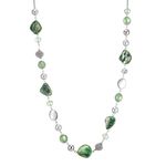 FULU AUTUMN Long Silver Beaded Necklace for Women Chain Necklace with Shell Crystal Pearl Beads Fashion Jewellery Gifts for Girlfriends(Green)